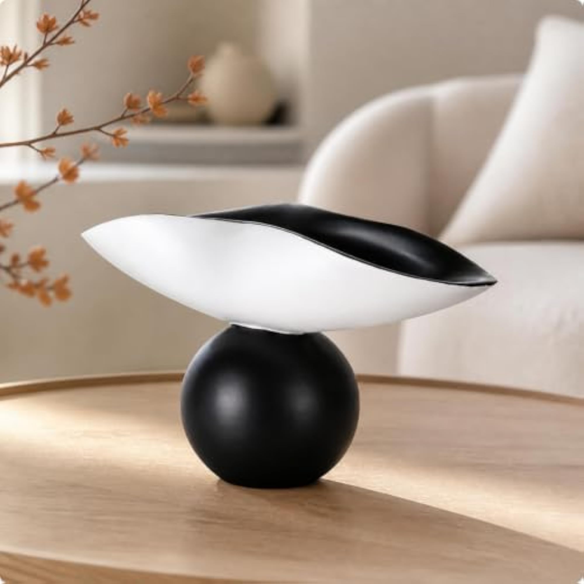 Leaf-Shaped Tray with Spherical Base, Striking Single-Tone Design